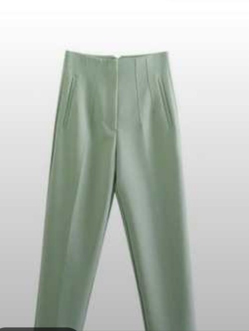Zara High-Waist Tailored Ankle Pants - Sage Green Sz-L - Picture 7 of 8